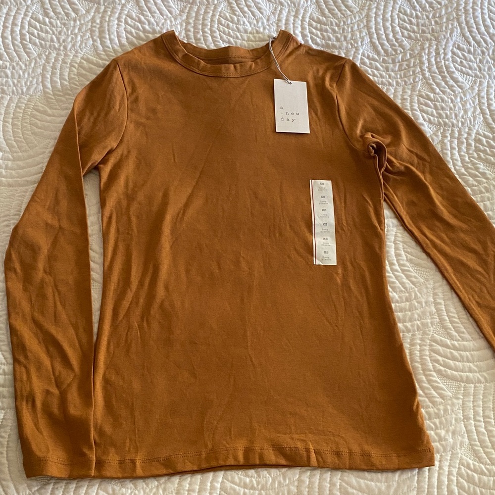 a new day Long Sleeve Tee in Rust Orange x 2